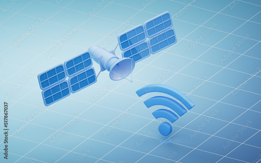 Poster wireless network technology with wifi sign, 3d rendering.