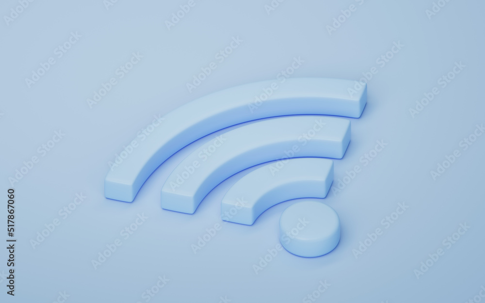 Poster wireless network technology with wifi sign, 3d rendering.