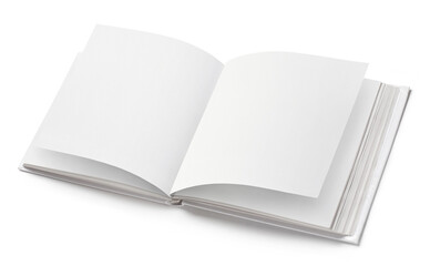 Open book or album with blank pages, isolated on white background