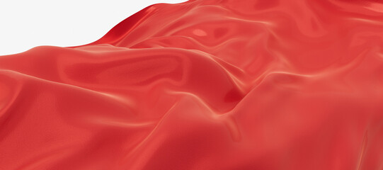 Flowing red wave cloth, 3d rendering.