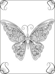 Butterfly mandala coloring page for adult coloring book