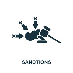 Sanctions icon. Monochrome simple line Economic Crisis icon for templates, web design and infographics
