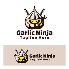 Cute Garlic ninja art illustration