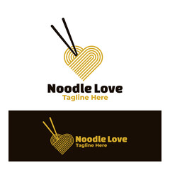 Logo noodle love art illustration