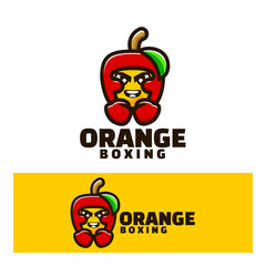Cute orange boxing logo art illustration