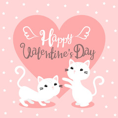 Obraz na płótnie Canvas Cute cat lover on valentine's day background.