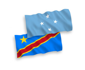 Flags of Federated States of Micronesia and Democratic Republic of the Congo on a white background