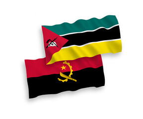 Flags of Republic of Mozambique and Angola on a white background