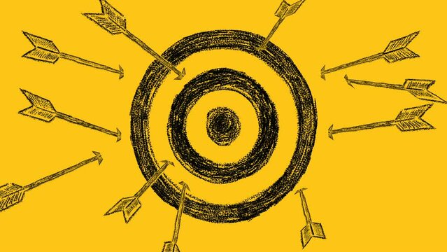 Many arrows fly past the target. Fail, loser, unsuccessful. Arrows Off Target. Unsuccessful strategy concept.