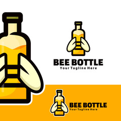 cute logo bee bottle art illustration
