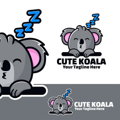 cute logo koala sleep art illustration