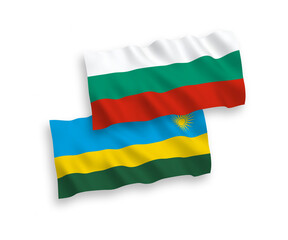 Flags of Republic of Rwanda and Bulgaria on a white background