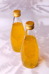 Yellow drink with black seeds