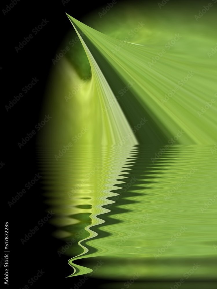 Poster 3d illustration exploded surface view in emerald green on a plain black background