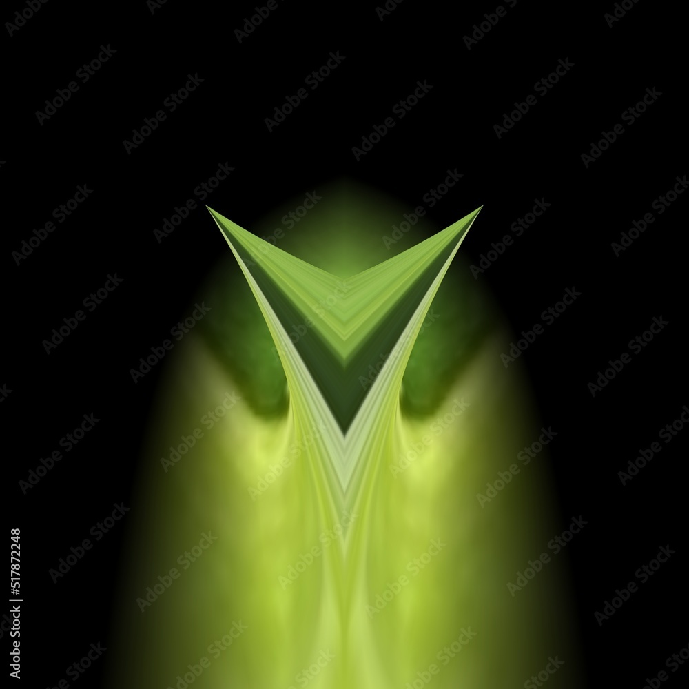 Poster 3d illustration exploded surface view in emerald green on a plain black background