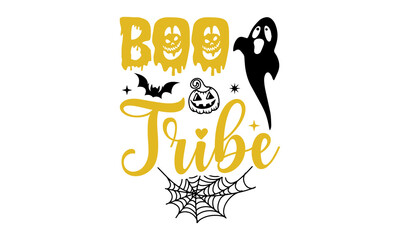 Boo Tribe- Halloween T shirt Design, Hand lettering illustration for your design, Modern calligraphy, Svg Files for Cricut, Poster, EPS