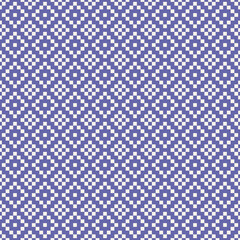 Color of year 2022 very peri background. Geometric seamless pattern with violet pixel art rhombus. Abstract diamond vector pattern. Simple vector illustration. Geometric zigzag design for fabric, wall