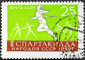 RUSSIA - CIRCA 1959: stamp printed by Russia, shows sport, run, circa 1959