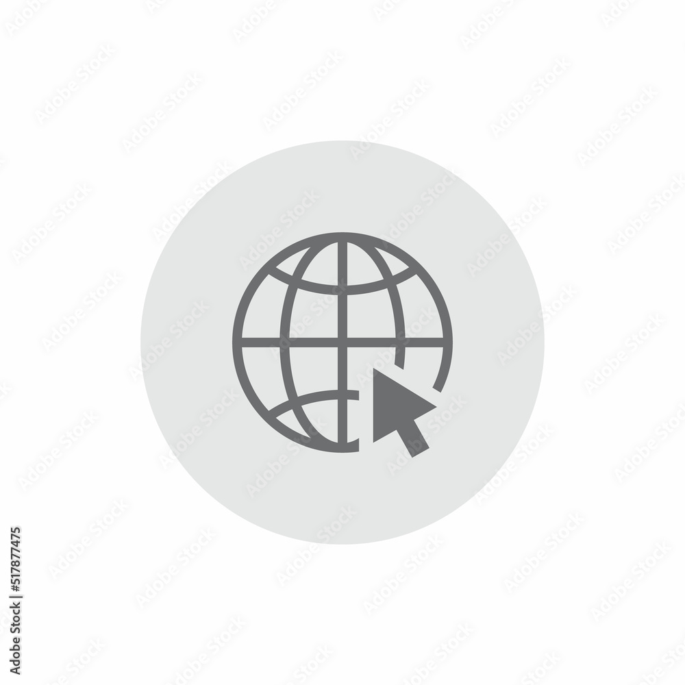 Poster website, globe, web icon vector isolated on circle background