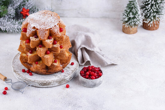 Pandoro Christmas Tree Decorated Stock Photo - Download Image Now