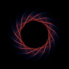 Dark blue gradient red star vortex spirograph circle ring. Use photoshop layer mode lighten, screen, linear dodge (add) to remove the background	