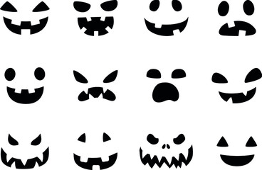 Pumpkin Faces Set of 12 Spooky Face
