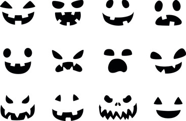 Fototapeta premium Pumpkin Faces Set of 12 Spooky Face 