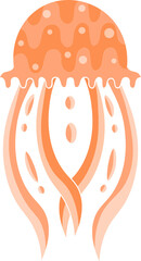Jellyfish vector cartoon icon. Isolated cartoon set icon of jellyfish medusa. Vector illustration jellyfish isolated on white background 