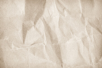 Brown recycled kraft paper crumpled vintage texture background for letter. Abstract parchment old retro page grunge blank.	