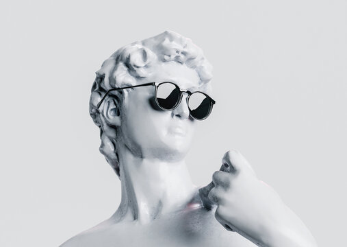 Vapor Wave Abstract Style Greek Statue. Cyber Punk Style Background Concept. 3D Rendering