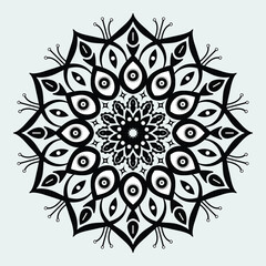 Black and White Floral Mandala Design