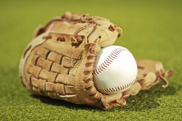 Baseball glove with a ball in it