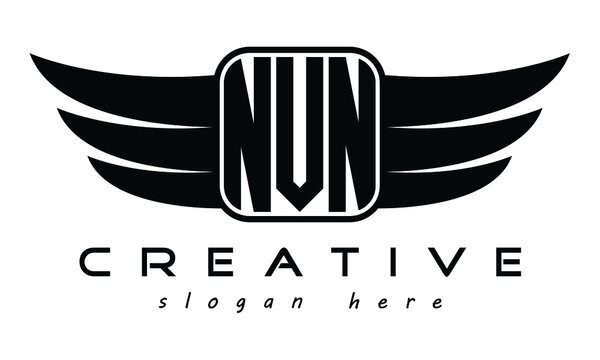 NVN three Letter Wings minimalist creative concept flag Flying abstract Initial wing symbol icon professional logo design, Vector template