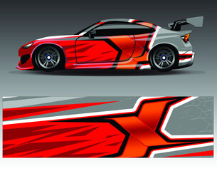 Car wrap design vector, truck and cargo van decal. Graphic abstract stripe racing background designs for vehicle, rally, race, adventure and car racing livery.