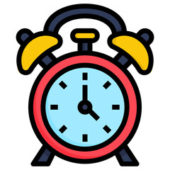 Clock Alarm filled line color icon. Can be used for digital product, presentation, print design and more.