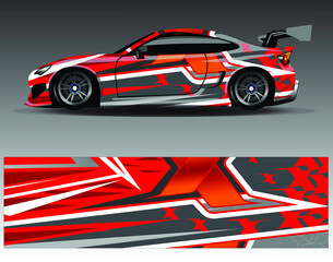 Car wrap design vector, truck and cargo van decal. Graphic abstract stripe racing background designs for vehicle, rally, race, adventure and car racing livery.