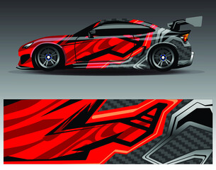 Car wrap design vector, truck and cargo van decal. Graphic abstract stripe racing background designs for vehicle, rally, race, adventure and car racing livery.