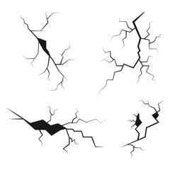 Obraz premium hand drawn cracked wall, ground, glass, egg. doodle break set. vector illustration