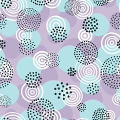 Vector seamless pattern with abstract ornament. Hand drawn decorative background. Doddle circles and dots. - 517882811