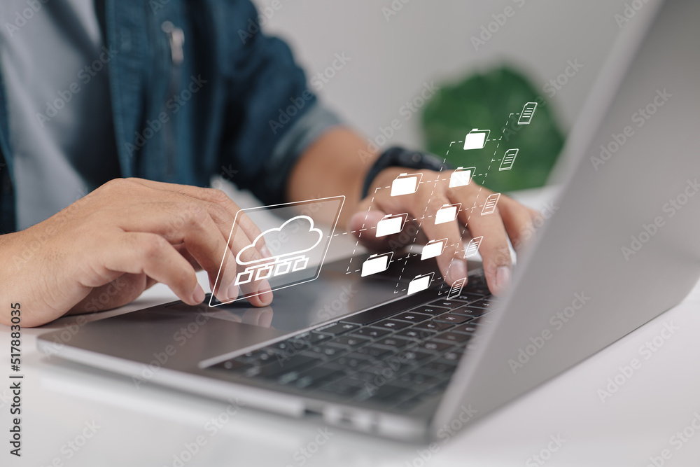 Leinwandbilder system for managing documents (DMS). program that manages and archives data files automatically. Internet technology idea.
