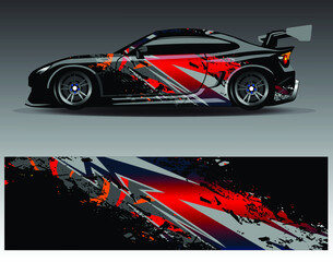 Car wrap design vector, truck and cargo van decal. Graphic abstract stripe racing background designs for vehicle, rally, race, adventure and car racing livery.