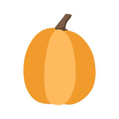 Pumpkin. Autumn Halloween or Thanksgiving pumpkin symbol. Flat design. Orange squash silhouette on white background.