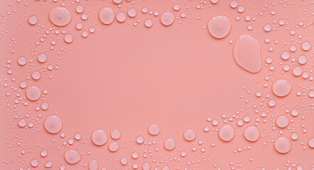 Drops of liquid, moisturizing cosmetic product. Hyaluronic acid. Selective focus.
