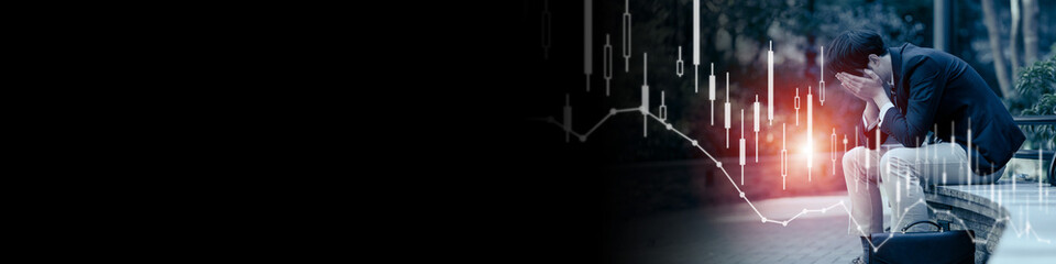 不況・株価暴落イメージ　バナー・広告向け横長ビジュアル