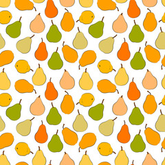 A set of seamless patterns of pears, leaves, fruits and flowers, 1000x1000 pixels. Vector graphics