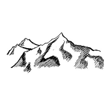 mountain hill drawing sketch vector design