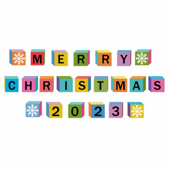Figure 2023 of colored cubes, Christmas holiday, color vector isolated illustration