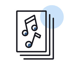 Music book with musical notes vector icon