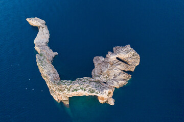 Aerial photo of an island in the form of a lizard