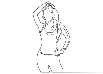 Vector illustration of a woman’s figure one-line drawing, contour drawing of girl, simple.
